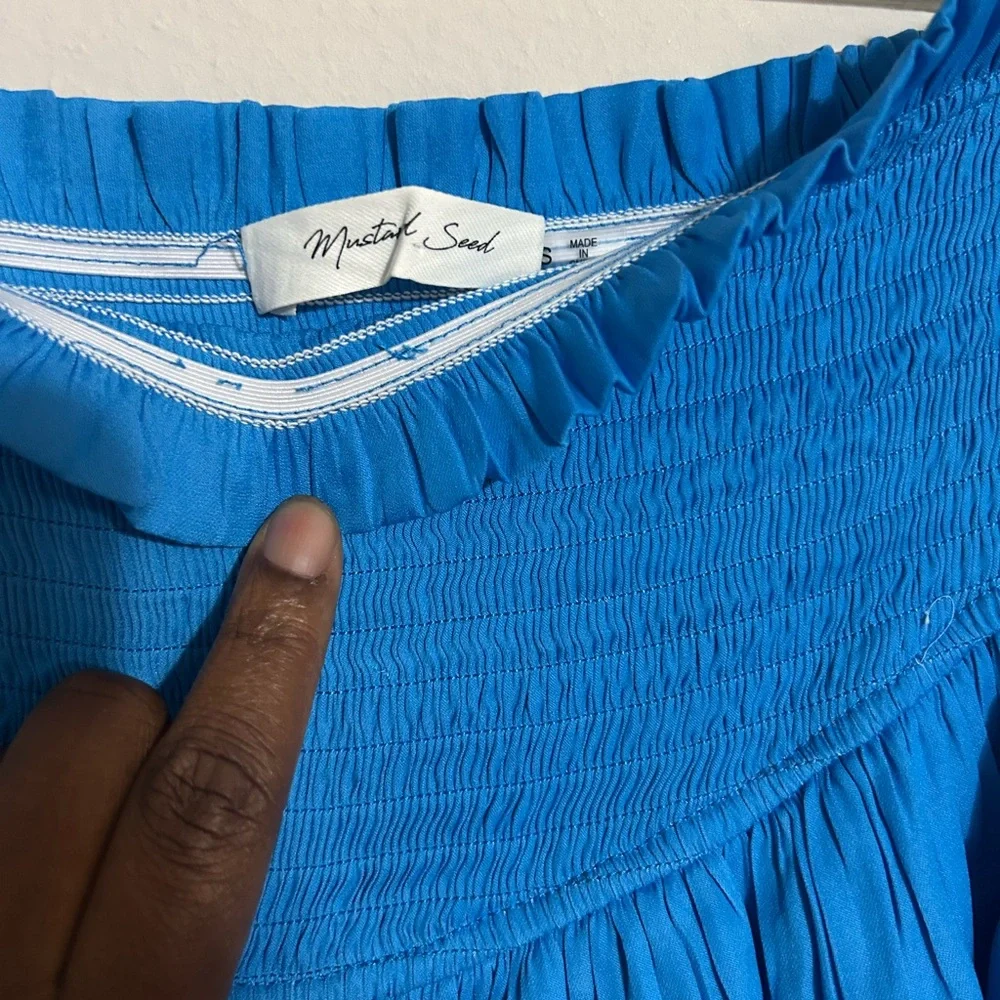 Mustard Seed Blue Bubble Mini Skirt Ruffled Resort Wear - Picture 3 of 4